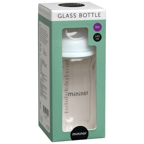 Стеклянная бутылочка для кормления MININOR, от 0 месяцев, 240 мл,