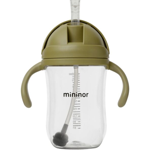 MININOR Бутылка для питья с соломинкой, зеленый мох, 330 мл
